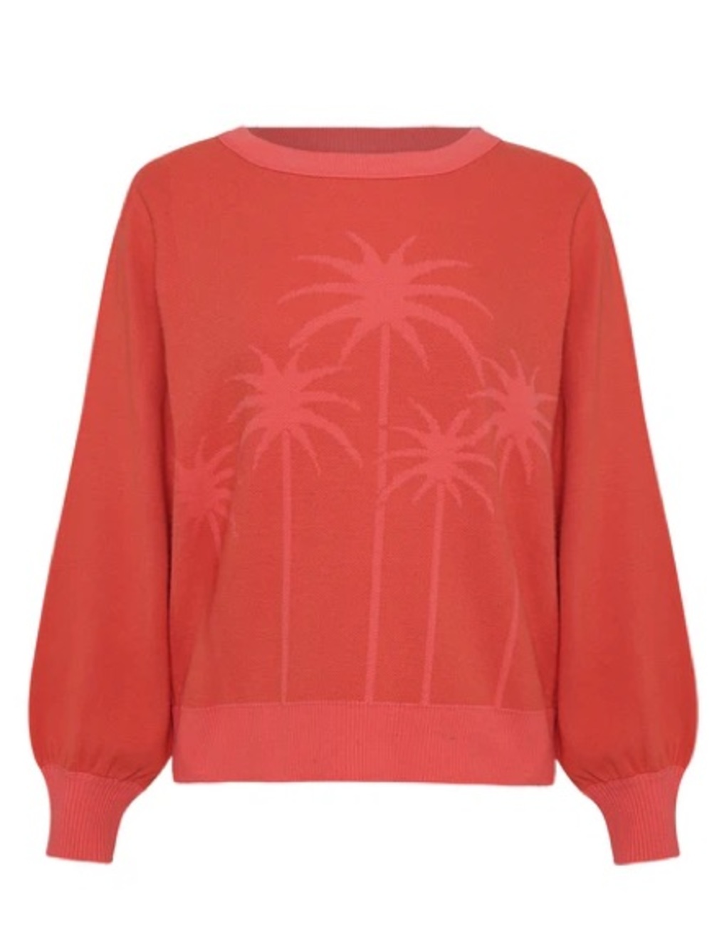Maaji Palm View Blink Sweater Medium Coral Vacation Graphic Crewneck Pullover - Picture 2 of 7